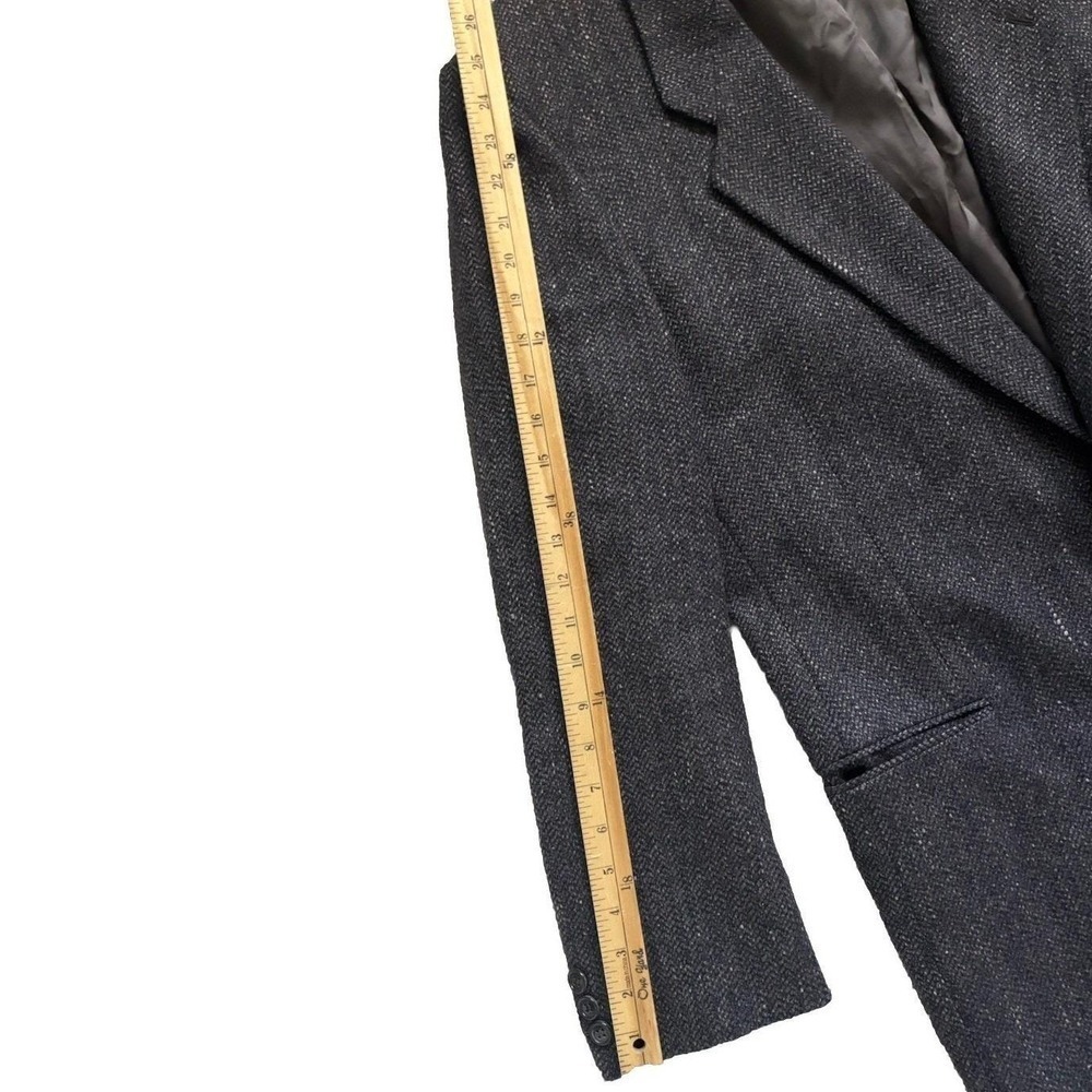 90s Mani Giorgio Armani Silk Wool Tweed Blazer Men 46L Gray Brown Chevron Italy - Picture 12 of 12